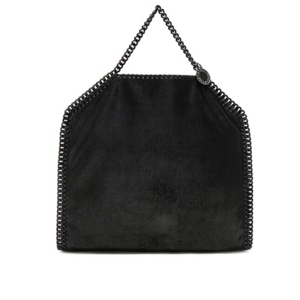 Stella McCartney Falabella Fold-Over Black Chain Tote in Black